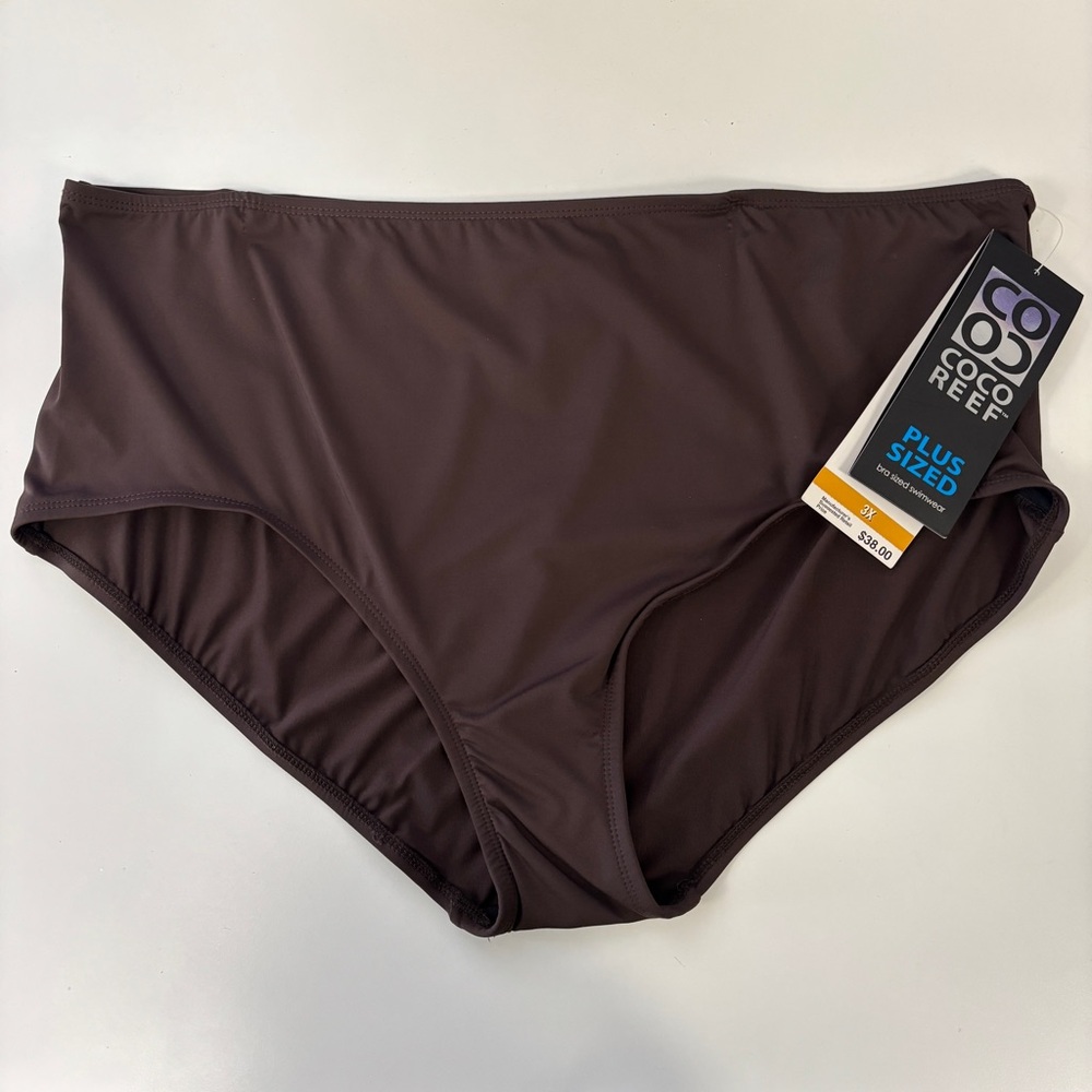 NEW Coco Reef High Waisted Full Coverage Swim Bottom UX8651 Coffee Bean (Brown)